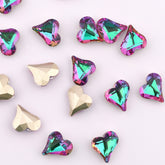 Sweet Heart Shape Green Volcano Glass Pointed Back Fancy Rhinestones WholesaleRhinestone